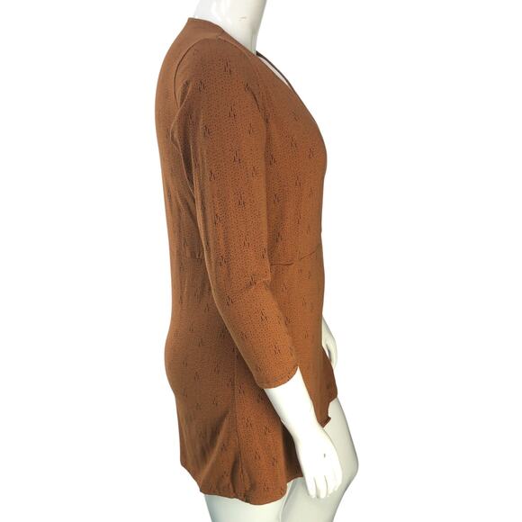 Kuhl Womens Size XL Dress Anya Faux Wrap Crossover Neck Graphic Print Copper - Picture 9 of 14